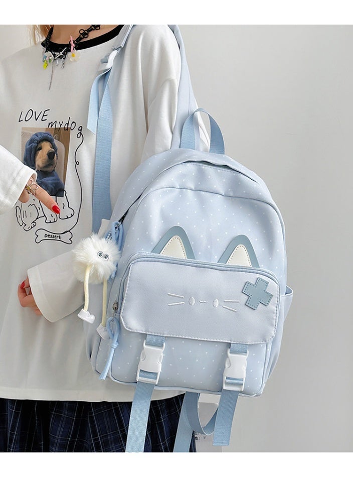 Girls' Lightweight Cat Ear School Backpack for Primary Students, Casual Daypack - Image 3