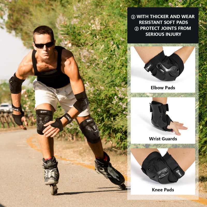 Tanden Skating Protective Gear Kids Toddler Knee Pads And Elbow Pads Set  Bike Protection For Kids Wrist Guards For Roller Skating Skateboarding Cycling Black - Image 4