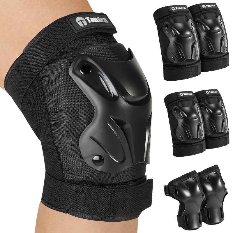 Tanden Skating Protective Gear Kids Toddler Knee Pads And Elbow Pads Set  Bike Protection For Kids Wrist Guards For Roller Skating Skateboarding Cycling Black - Image 1