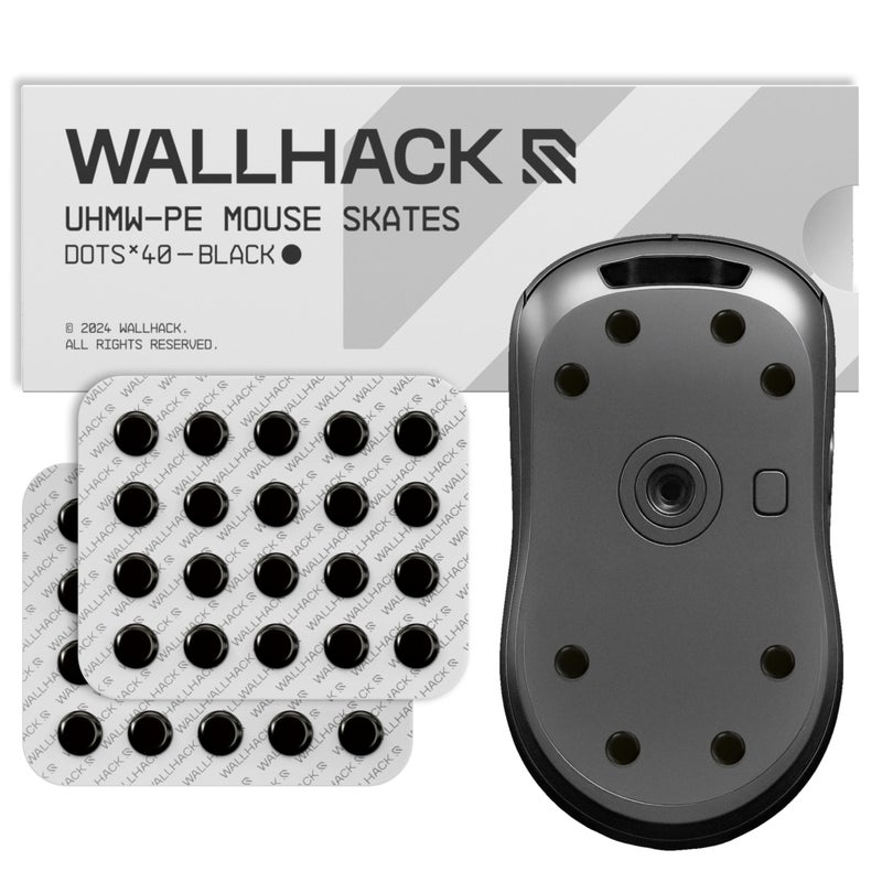 Wallhack UHMW-PE Dot Mouse Skates | Premium Universal Skates for Gaming Mice | Ultra-Smooth Glide on Cloth & Glass Pads | Customize Speed & Control | Durable, Easy to Apply | Black 7mm x 7mm - Image 1