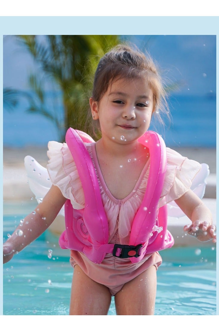 أفضل ذروة سترة سباحة قابلة للنفخ للأطفال، سترة سباحة قابلة للتعديل، سترة سباحة عائمة آمنة مع دعامة للرقبة وإبزيم قابل للتعديل، سترة سباحة للأطفال، سترة نجاة للأولاد والبنات بوزن 15-30 كجم، عوامة سباحة للأطفال بعمر 2، 3، 4، 5، 6 سنوات. - Image 4