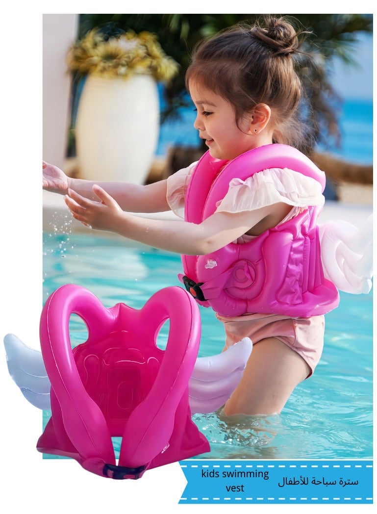 أفضل ذروة سترة سباحة قابلة للنفخ للأطفال، سترة سباحة قابلة للتعديل، سترة سباحة عائمة آمنة مع دعامة للرقبة وإبزيم قابل للتعديل، سترة سباحة للأطفال، سترة نجاة للأولاد والبنات بوزن 15-30 كجم، عوامة سباحة للأطفال بعمر 2، 3، 4، 5، 6 سنوات. - Image 1