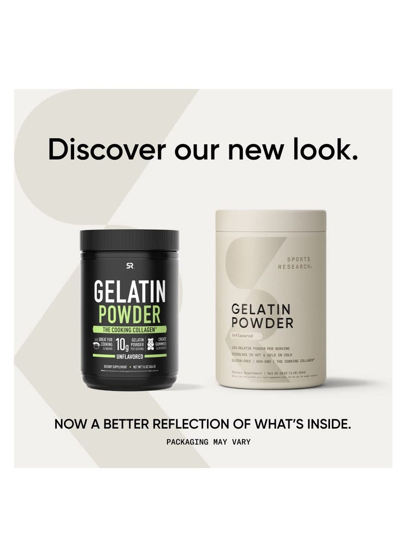 SPORTS RESEARCH - Sports Research Gelatin Powder Unflavoured 16oz 1lb 454gms - Image 1