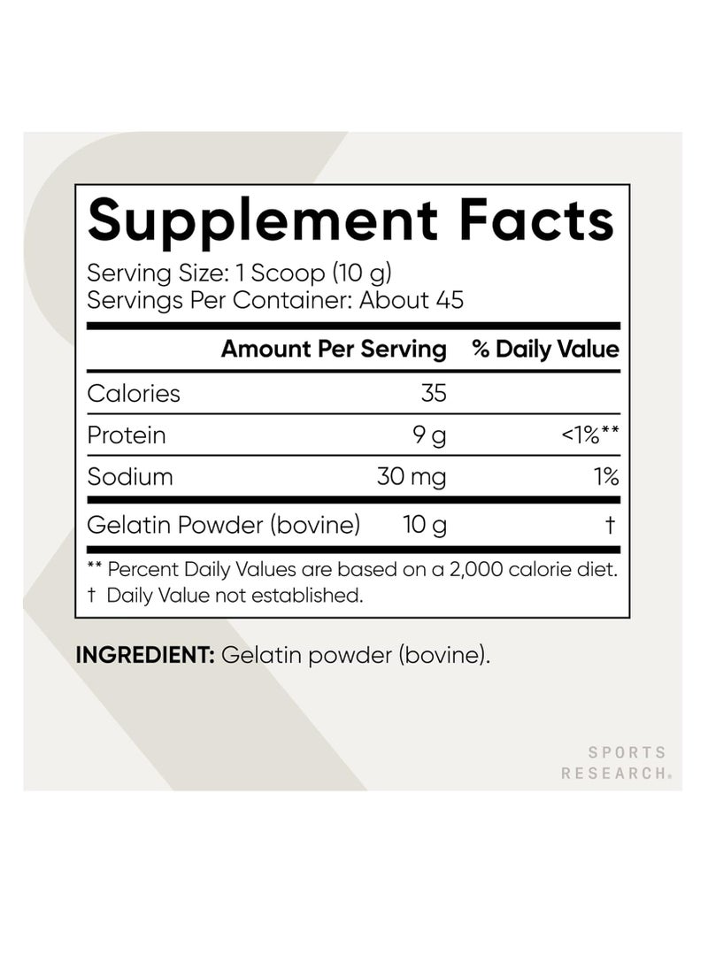 SPORTS RESEARCH - Sports Research Gelatin Powder Unflavoured 16oz 1lb 454gms - Image 1