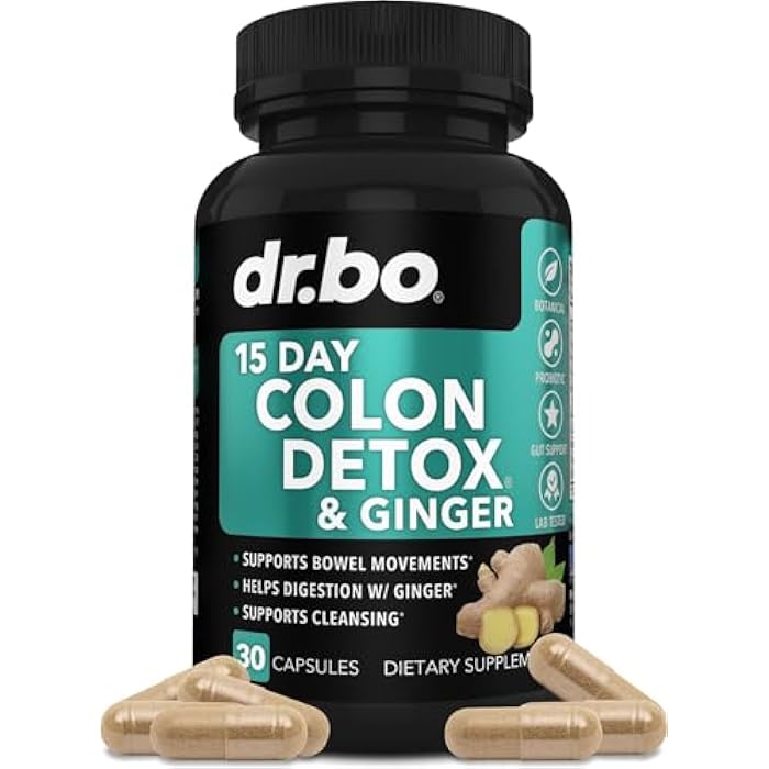 dr.bo Colon Cleanser Detox for Weight Flush - 15 Day Colon Cleanse Pills with Ginger - Fast Natural Laxative, Constipation Relief, Bowel Movement Supplements for Intestinal Stomach Bloating Gut Loss Support - Image 1