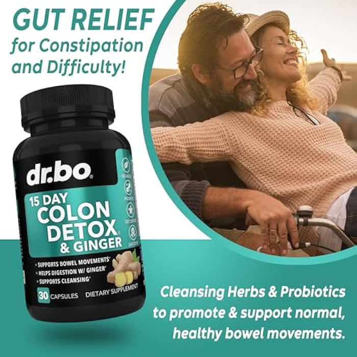 dr.bo Colon Cleanser Detox for Weight Flush - 15 Day Colon Cleanse Pills with Ginger - Fast Natural Laxative, Constipation Relief, Bowel Movement Supplements for Intestinal Stomach Bloating Gut Loss Support - Image 3