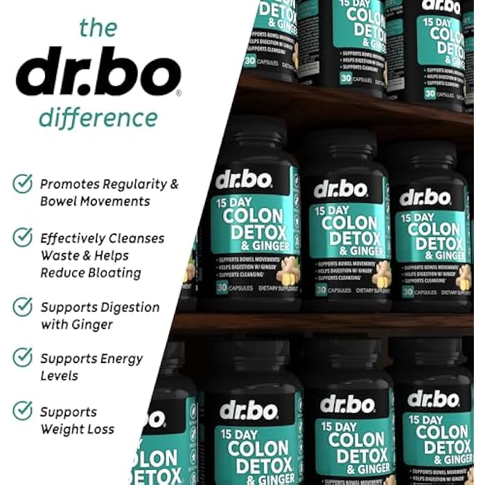 dr.bo Colon Cleanser Detox for Weight Flush - 15 Day Colon Cleanse Pills with Ginger - Fast Natural Laxative, Constipation Relief, Bowel Movement Supplements for Intestinal Stomach Bloating Gut Loss Support - Image 4