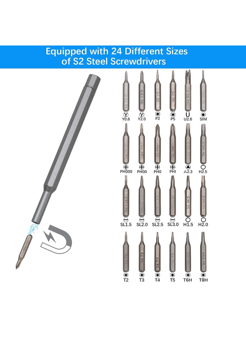 tasainu - 24 in 1 Small Screwdriver Sets Precision Screwdriver Set for Electronics Magnetic Mini Screwdriver Set Micro Screwdriver Kit For Repairing Eyeglasses Watches Electronics Computer tasainu - Image 1