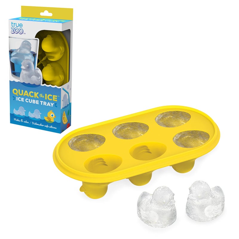 TrueZoo Quack the Ice Duck Ice Cube Tray Novelty Animal Ice Mold Large Makes 6 Ice Cubes Yellow Set of 1