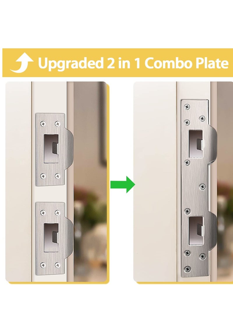 SYOSI 2 Pcs Door Strike Plate Reinforcement Front Security Devices Metal Striker Plates Latch with 5-1/2 inch to 6 Hole for Exterior Interior Deadbolt Fix Frame Jamb - Image 3