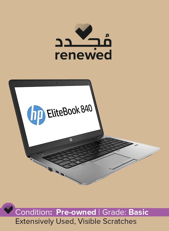 Renewed - Elitebook 840 G1 Laptop With 14-Inch Display,Intel Core i5 Processor/4th Gen/8GB RAM/256GB SSD/‎Intel HD Graphics 4400 Black