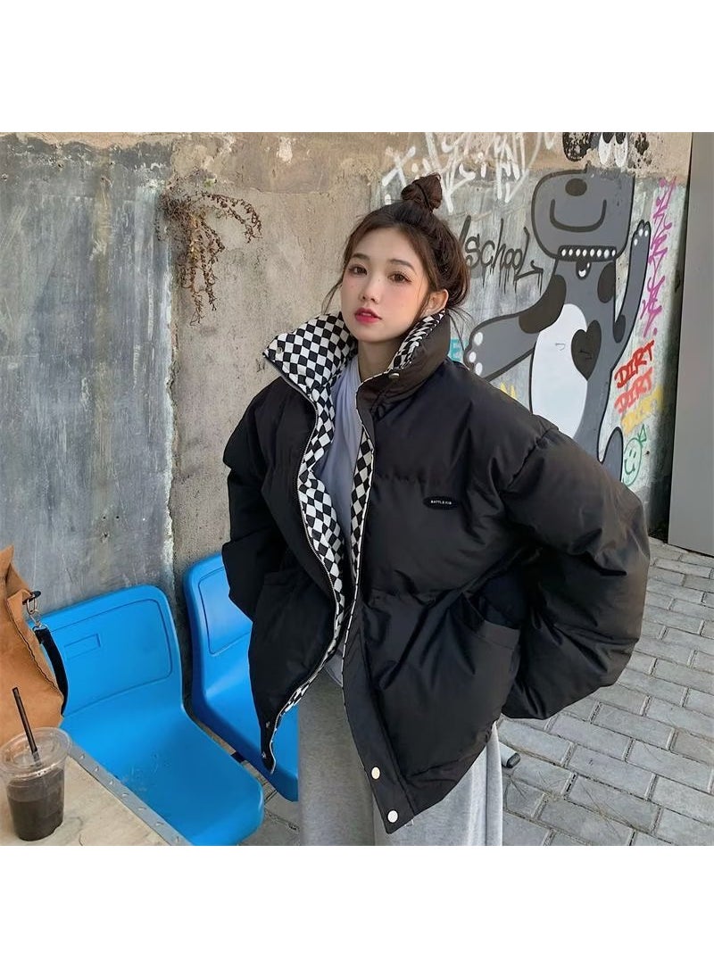 Generic - Winter Womens Puffer Cotton Jacket BF Loose Korean Thickened Bread Coat Plus Size Brown - Image 1