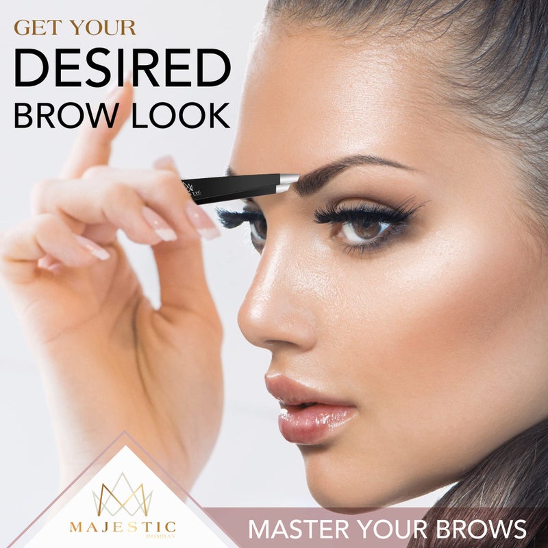 Majestic Bombay Slant Tweezers for Women and Men â€“ Splinter Ticks, Facial, Eyebrows and Ingrown Hair Removalâ€“Sharp, Needle Nose, Surgical Tweezers Precision best tweezers for chin hair and Plucking - Image 3