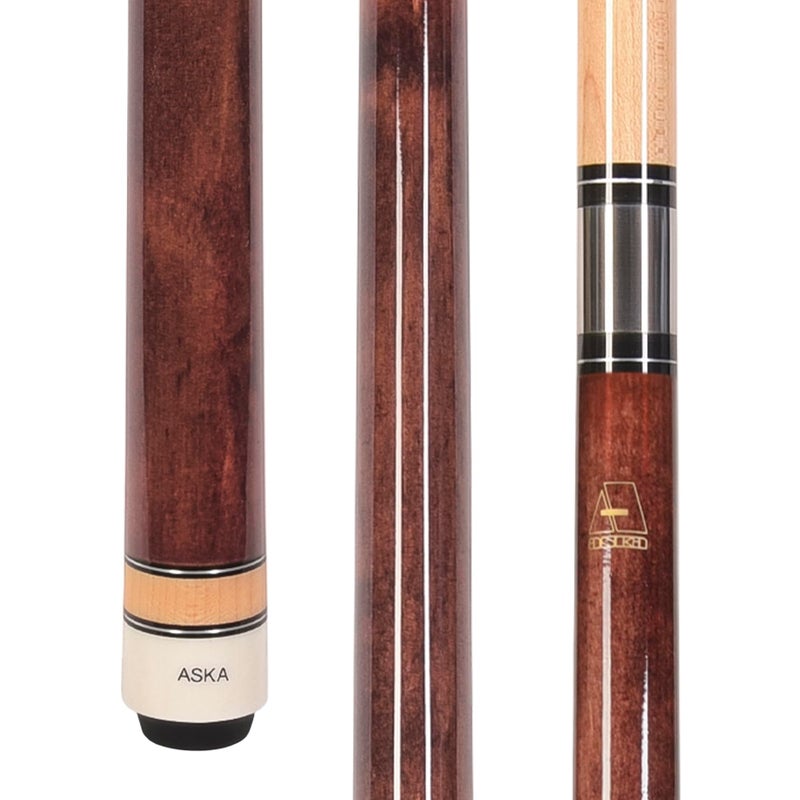 ASKA L3 No Wrap Pool Cue Stick, 58" Hard Rock Canadian Maple, 13mm Hard Tip, 5/16x18 Stainless Steel Joint (Mahogany 19-Ounce) - Image 1