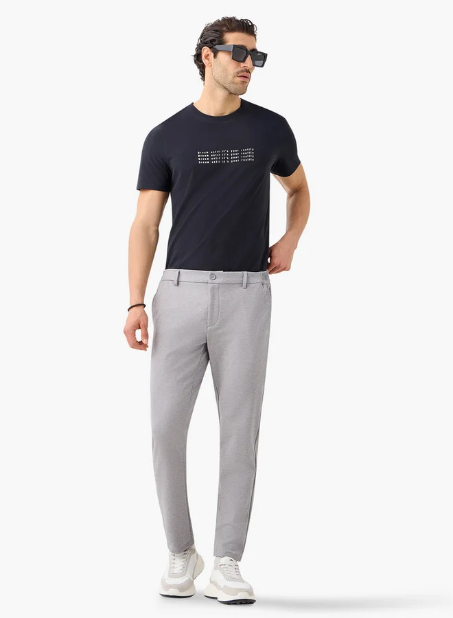 Iconic Iconic Printed T-shirt with Round Neck and Short Sleeves