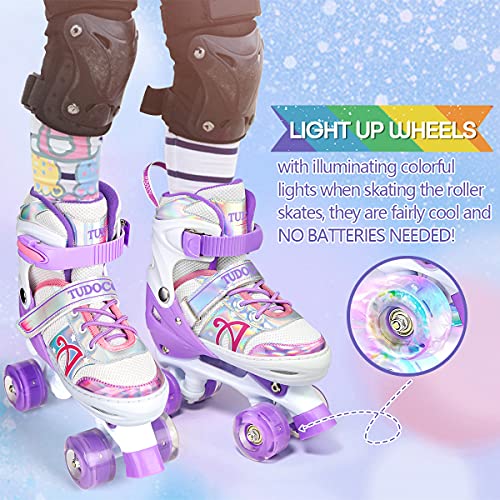 Tudoccy Roller Skates for Kids, Shine Skates 4 Size Adjustable Roller Skates with Light up Wheels for Girls, Teens, Outdoor Rollerskates for Beginners & Advanced | Purple, S - 10C-13C (Small, Purple) - Image 3