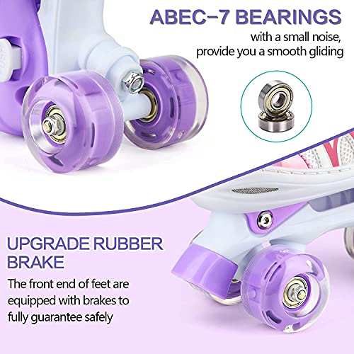 Tudoccy Roller Skates for Kids, Shine Skates 4 Size Adjustable Roller Skates with Light up Wheels for Girls, Teens, Outdoor Rollerskates for Beginners & Advanced | Purple, S - 10C-13C (Small, Purple) - Image 5