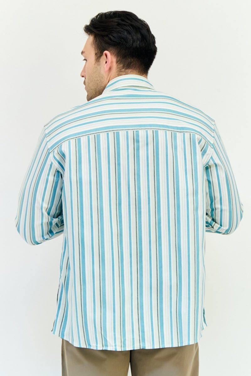 SELECTED Men Regular Fit Long Sleeves Stripe Drop Shoulder Casual Shirt, Multicolor - Image 3