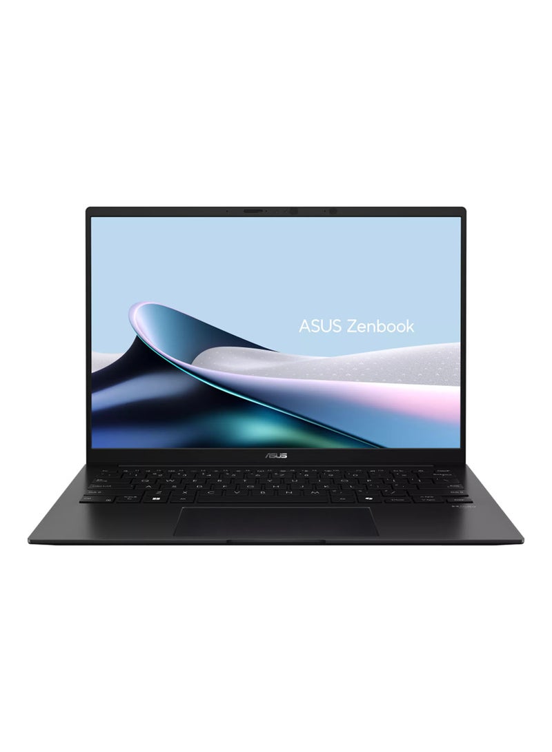 أسوس لابتوب ASUS Zenbook 14 بشاشة WUXGA مقاس 14 بوصة (1920×1200)، معالج AMD Ryzen AI 7 445، ذاكرة وصول عشوائي 32 جيجابايت DDR5، قرص صلب SSD بسعة 1 تيرابايت، نظام تشغيل Windows 11 Home، بطاقة رسومات AMD Radeon، يدعم اللغتين الإنجليزية والعربية، لون أسود ياقوتي الإنجليزية/العربية - Image 1