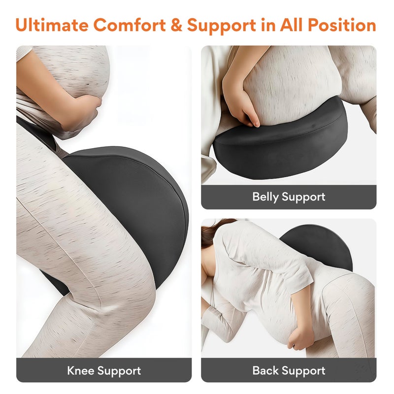 FOVERA Pregnancy Pillow for Pregnant Women | Memory Foam Maternity Pillow Wedge for Supporting Belly, Back During Pregnancy - Provides Soft-Support to The Baby Bump (Dark Grey) - Image 5