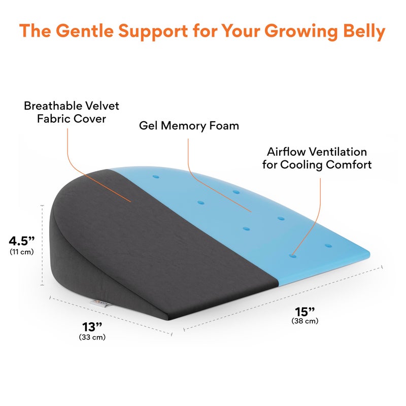FOVERA Pregnancy Pillow for Pregnant Women | Memory Foam Maternity Pillow Wedge for Supporting Belly, Back During Pregnancy - Provides Soft-Support to The Baby Bump (Dark Grey) - Image 4