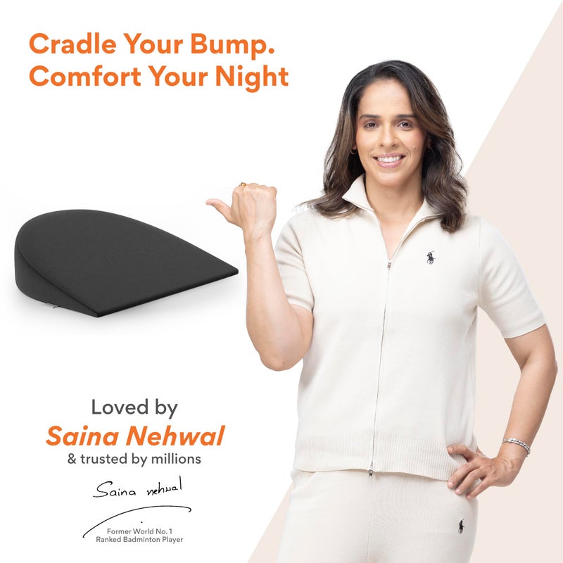 FOVERA Pregnancy Pillow for Pregnant Women | Memory Foam Maternity Pillow Wedge for Supporting Belly, Back During Pregnancy - Provides Soft-Support to The Baby Bump (Dark Grey) - Image 2