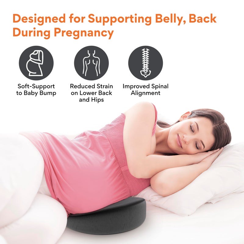 FOVERA Pregnancy Pillow for Pregnant Women | Memory Foam Maternity Pillow Wedge for Supporting Belly, Back During Pregnancy - Provides Soft-Support to The Baby Bump (Dark Grey) - Image 3