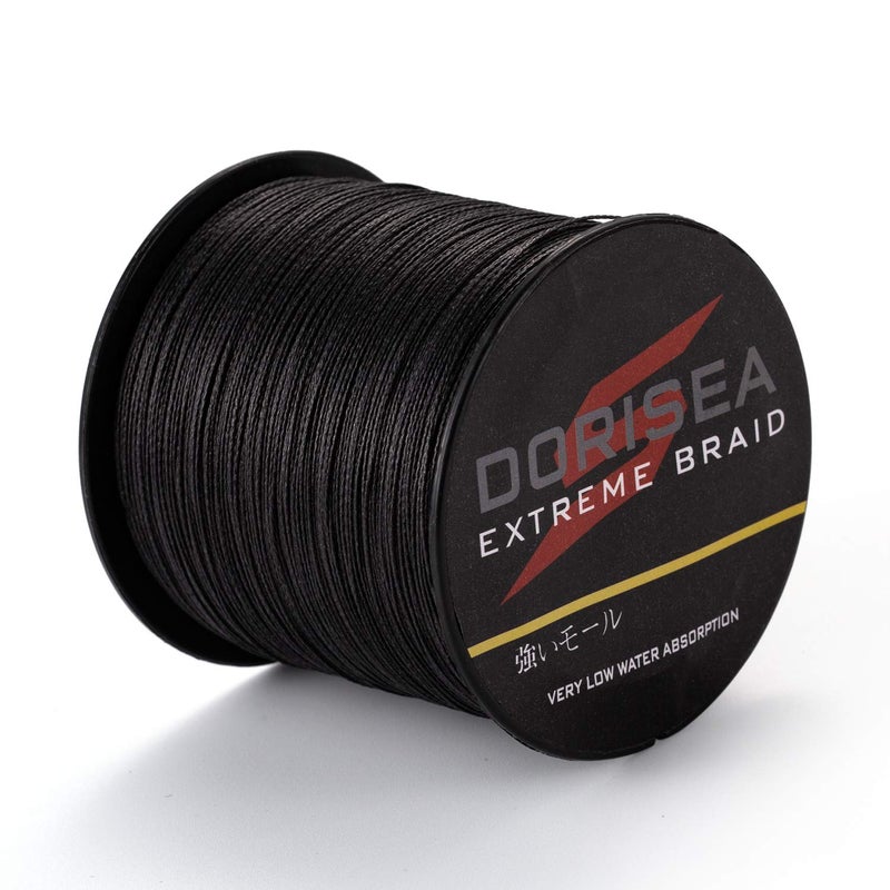 Dorisea Extreme Braid 100% Pe Black Braided Fishing Line 109Yards-2187Yards 6-550Lb Test Fishing Wire Fishing String Incredible Superline Zero Stretch (100m/109Yards 15lb/0.18mm) - Image 1