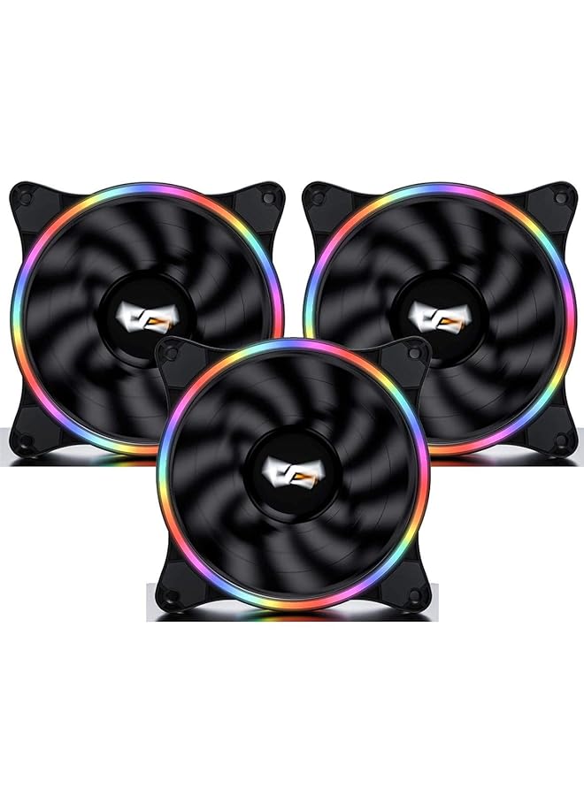 آيجو Darkflash D1 Rainbow حلقة مزدوجة LED 120 مم 3Pin 4Pin مروحة تبريد فائقة الصمت 3 عبوات - Image 1