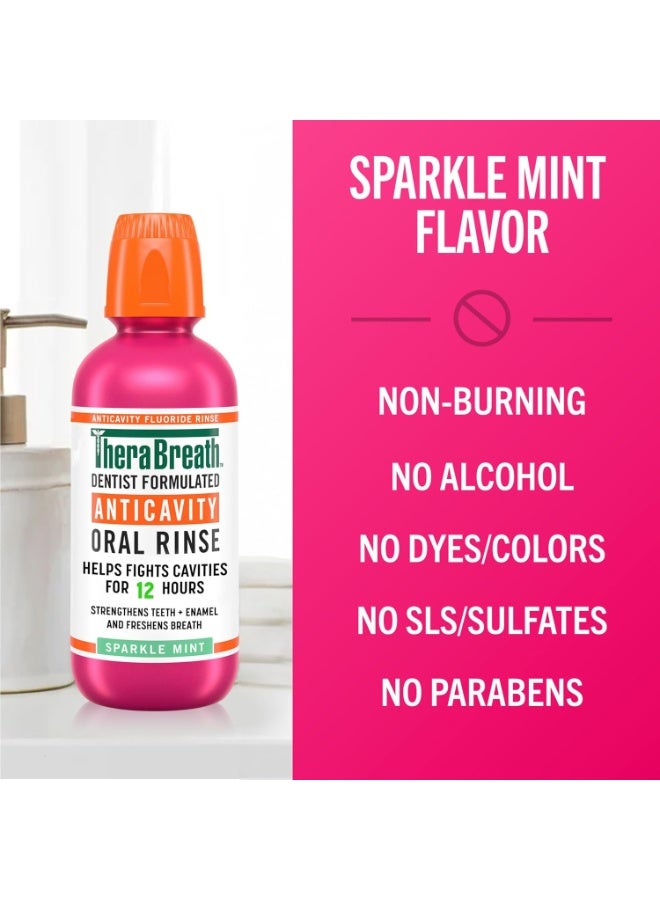 ثيرابريذ TheraBreath Cavity,Bad Breath Healthy Smile Dentist Formulated 24-Hour Oral Rinse, Sparkle Mint, 16 Ounce (Pack of 2) - Image 2