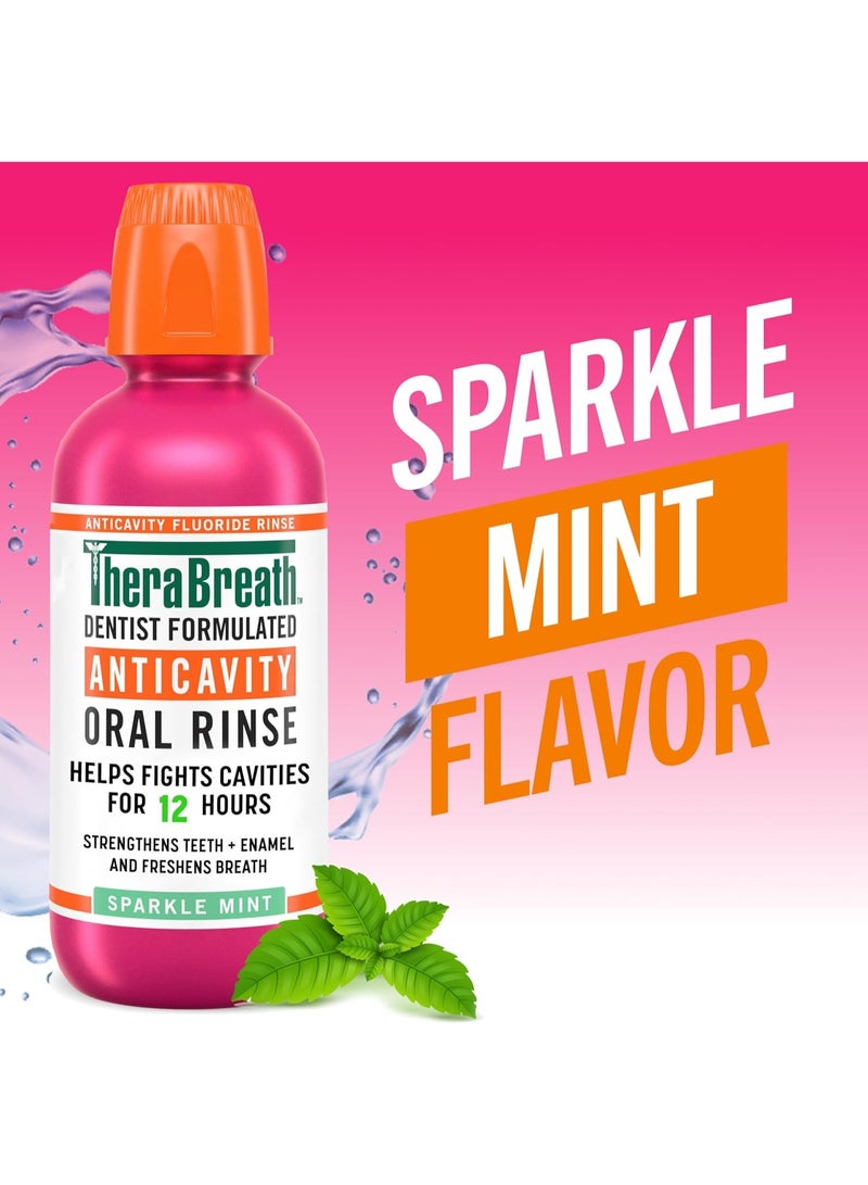 ثيرابريذ TheraBreath Cavity,Bad Breath Healthy Smile Dentist Formulated 24-Hour Oral Rinse, Sparkle Mint, 16 Ounce (Pack of 2) - Image 4