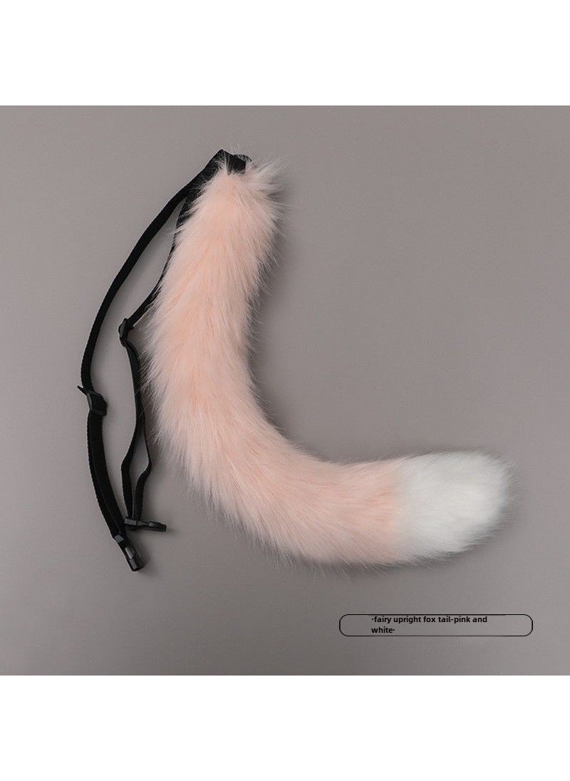 Generic - 2023 Cute Fox Tail Cosplay Set, Japanese Style Cat Accessories Pink white tip - Image 1