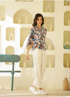 sanskrutihomes All-Over Print 3/4 Sleeves Shirt and Pyjama Set by Styli  - Image 4