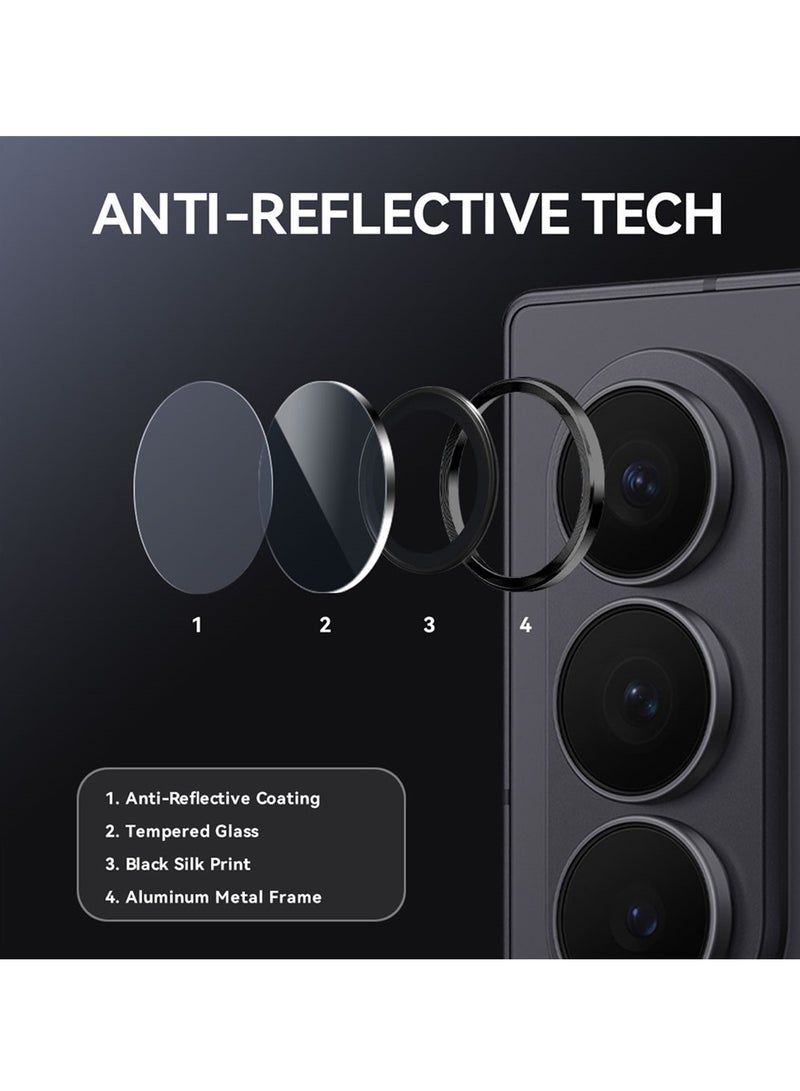 Wtech Samsung Galaxy Z Fold7 5G 2025 Premium Alloy Ring Camera Lens Tempered Glass Protector Shield (MLGICR) - Clear/Black - Image 3
