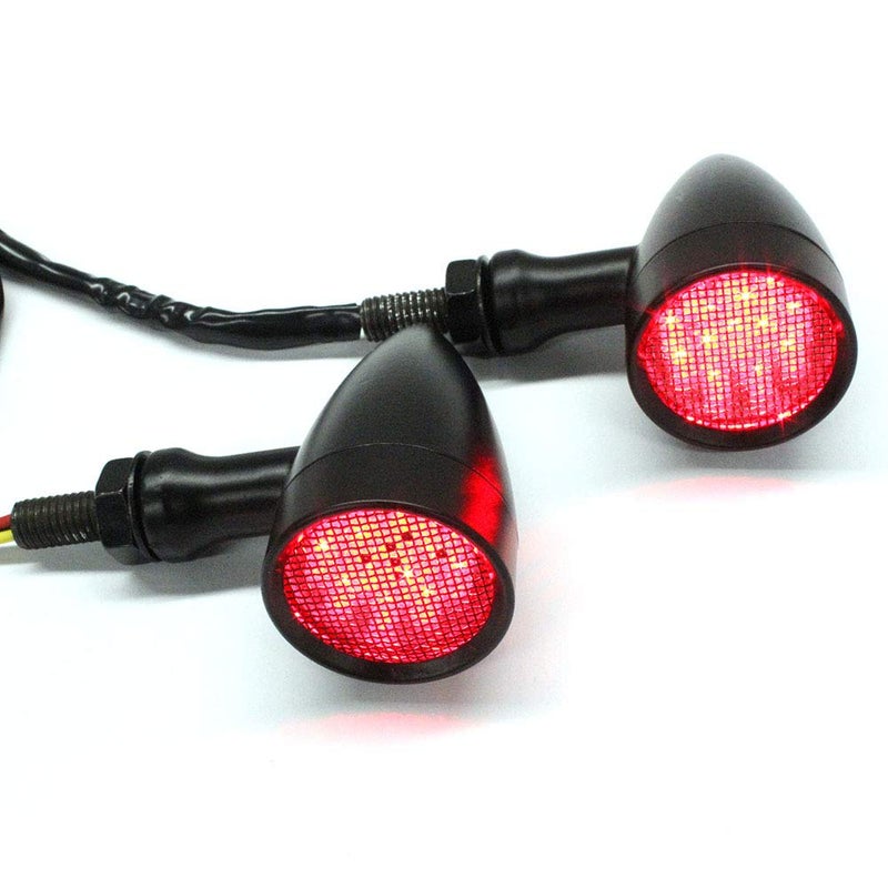 Rich Choices 2pcs Black 15 LED Motorcycle Stop Brake Running Turn Signal Indicator Red Lights Compatible with Harley Honda Chopper Black with netRed Light
