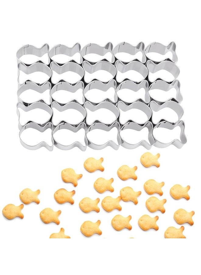 HOMESTAR Gold Fish Cracker Cutter,Stainless Steels Small Cookie Cutters,25 Cavity Fish Cookie Cutter,Mini Gold Molds for Crackers,Non-stick Dough - Image 1