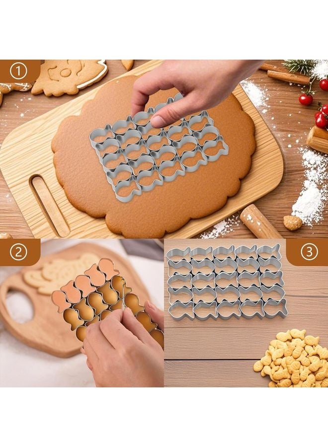 HOMESTAR Gold Fish Cracker Cutter,Stainless Steels Small Cookie Cutters,25 Cavity Fish Cookie Cutter,Mini Gold Molds for Crackers,Non-stick Dough - Image 4