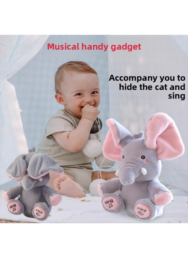 Generic - Peek-a-boo Elephant Music Toy Practice Raising Your Head To Pacify Infants And Young Children Baby Plush Simulation Elephant Doll-Color:[smart Charging Model] Hide And Seek Elephant - Image 1