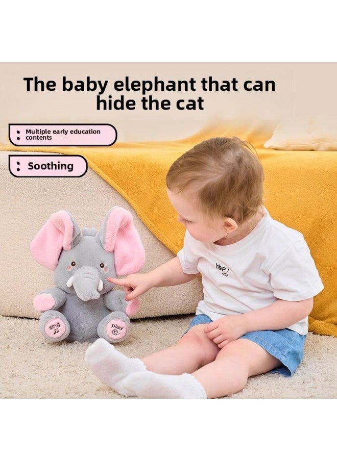 Generic - Peek-a-boo Elephant Music Toy Practice Raising Your Head To Pacify Infants And Young Children Baby Plush Simulation Elephant Doll-Color:[smart Charging Model] Hide And Seek Elephant - Image 1