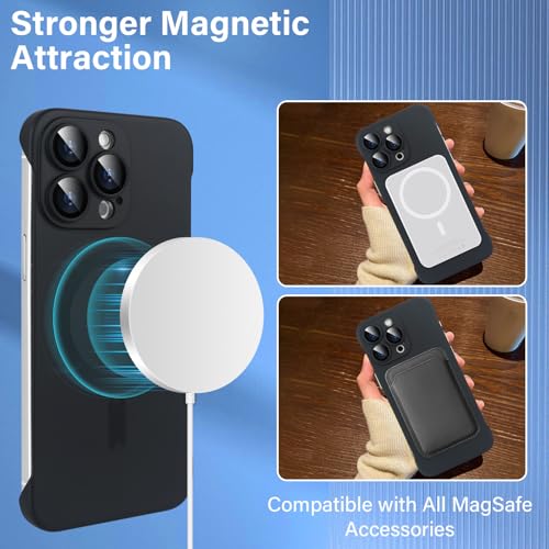 Omio حافظة أوميو المغناطيسية النحيفة لجهاز آيفون 16 برو متوافقة مع ماغسيف، تصميم مات PC فائق النحافة بدون إطار، تصميم بسيط مع واقي عدسة الكاميرا للرجال والنساء، تيتانيوم أسود - Image 4