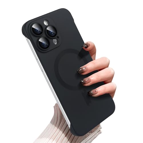 Omio حافظة أوميو المغناطيسية النحيفة لجهاز آيفون 16 برو متوافقة مع ماغسيف، تصميم مات PC فائق النحافة بدون إطار، تصميم بسيط مع واقي عدسة الكاميرا للرجال والنساء، تيتانيوم أسود - Image 1