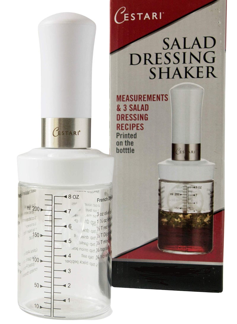 Cestari Original Salad Dressing Shaker Borosilicate Glass Bottle with Mixer Insert LeakProof Salad Dressing Blender and Dispenser with Measurements  Recipes Reusable Vinaigrette Cruet 