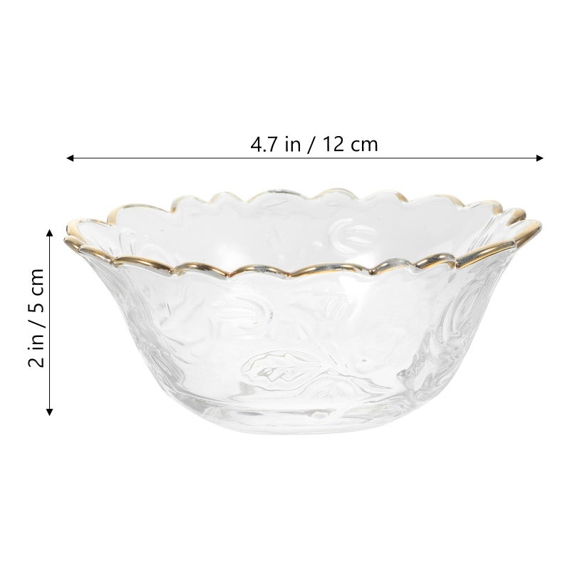 Gold Edged Glass Salad Serving Bowl Large Rose Design for Home Dining Party - Image 3