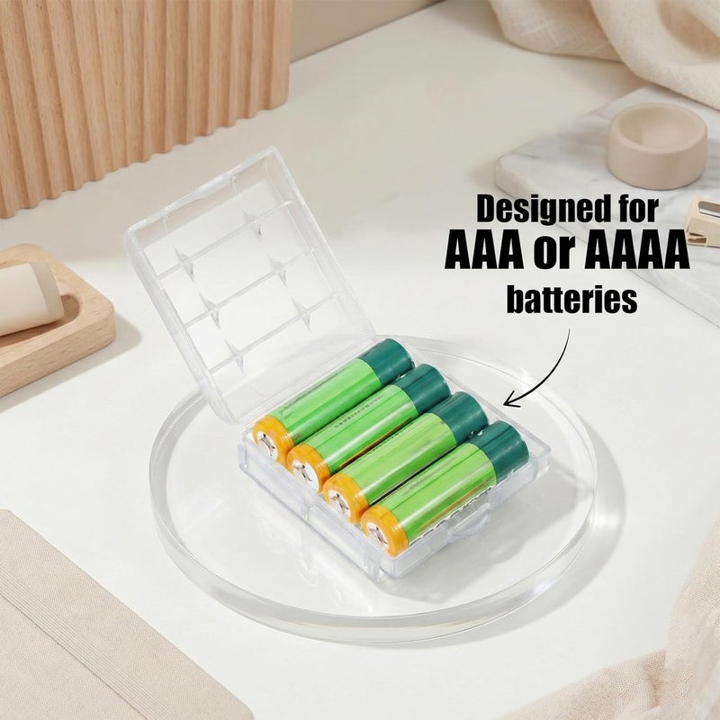 حافظة تخزين وتنظيم بطاريات AA/AAA من ، 4 قطع، علبة حامل بطاريات شفافة، منظم بطاريات صغيرة للأدراج - Image 3