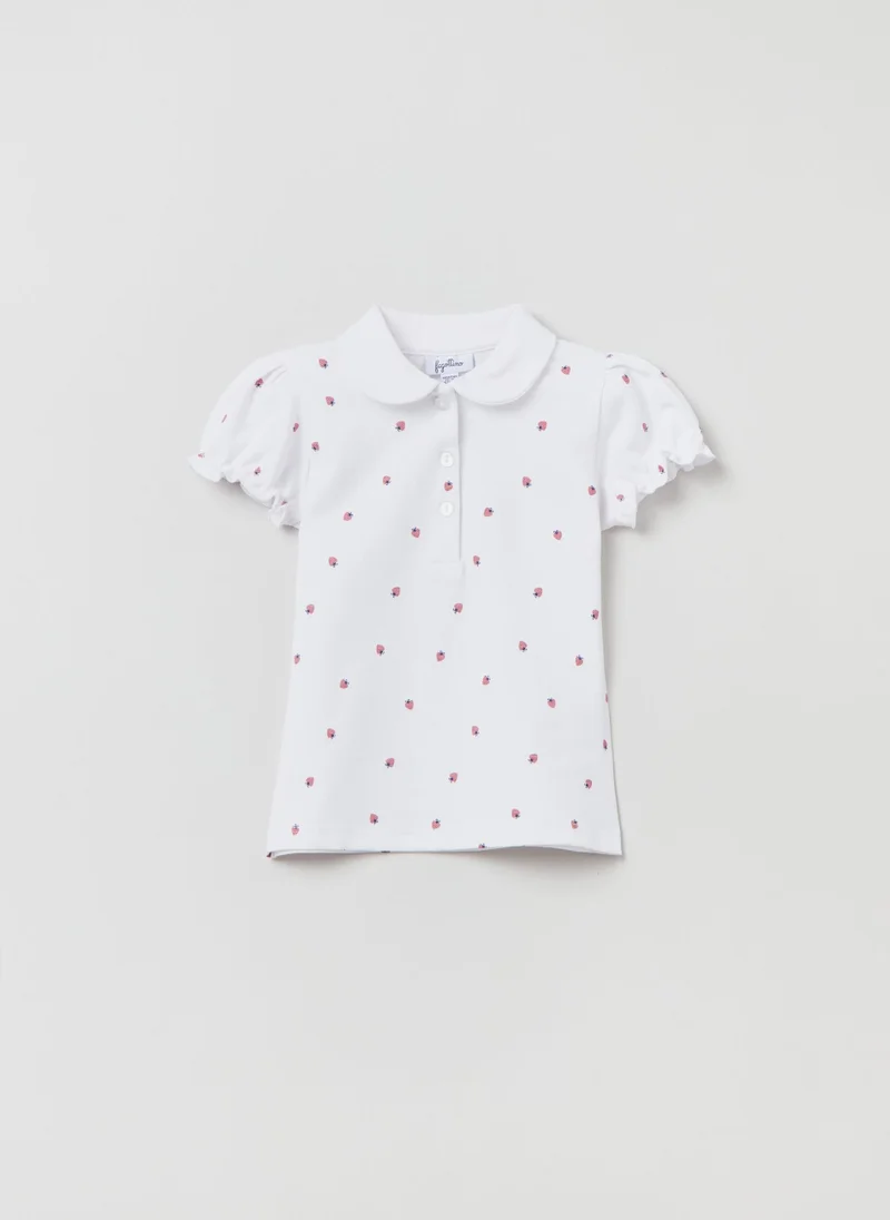 Ovs Pique polo shirt with strawberry print