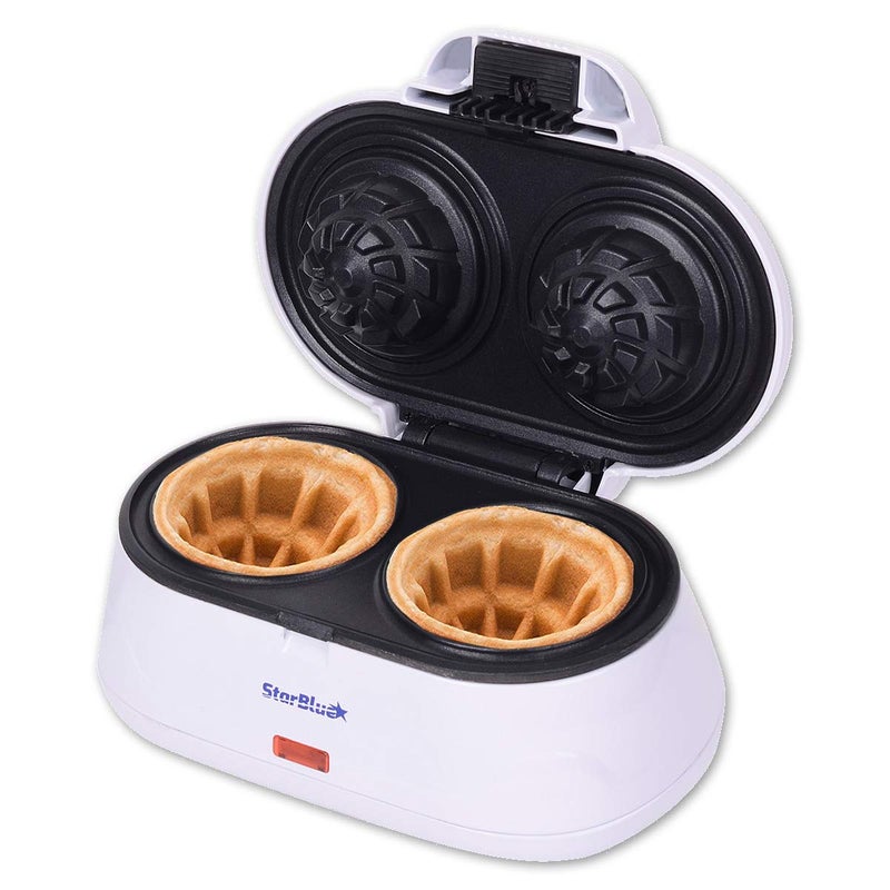 StarBlue Double Waffle Bowl Maker by StarBlue - White - Make bowl shapes Belgian waffles in minutes | Best for serving ice cream and fruit | Gift ideas 110V 50/60Hz 1200W - Image 1