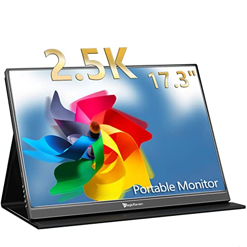 MAGICRAVEN 2.5K Portable Monitor, 17.3" QHD IPS Laptop Screen, VESA USB C HDMI Second Computer Gaming Display with 2 Speakers, Travel Monitor for MacBook Phone PS4/5 PC Phone Xbox Switch - Image 1
