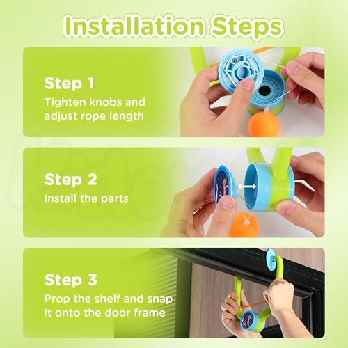 Kidology Door Hanging Table Tennis Trainer for Kids | Indoor Ping Pong Game Set with 2 Rackets and 6 Balls | Fun Sports Toy for Boys and Girls Ages 3+ | Safe Non-Toxic Indoor Play Activity - Image 4
