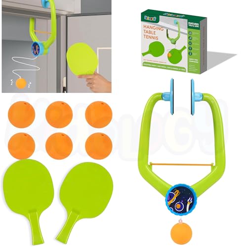 Kidology Door Hanging Table Tennis Trainer for Kids | Indoor Ping Pong Game Set with 2 Rackets and 6 Balls | Fun Sports Toy for Boys and Girls Ages 3+ | Safe Non-Toxic Indoor Play Activity - Image 2