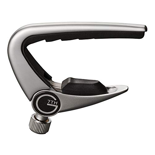G7th Newport Guitar Capo, Steel String Silver - 60mm Low-Profile - Easy to Use Flip Lever with Fine-Tune Adjustment Knob - Compensated Pad - Perfect for 12 String Acoustic and Electric Guitars - Image 1